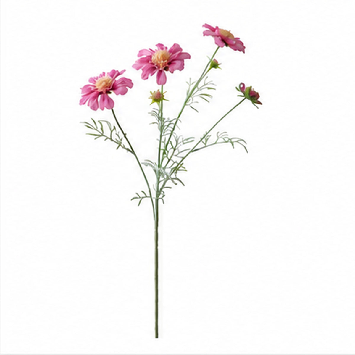EVERIVELLE 23.6-Inch Four-Head Flocked Artificial Pincushion Flower Stem