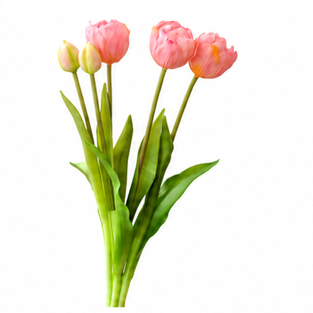 EVERIVELLE 15.7-Inch Five-Head Multi-Layer Soft-Touch Tulip Bouquet