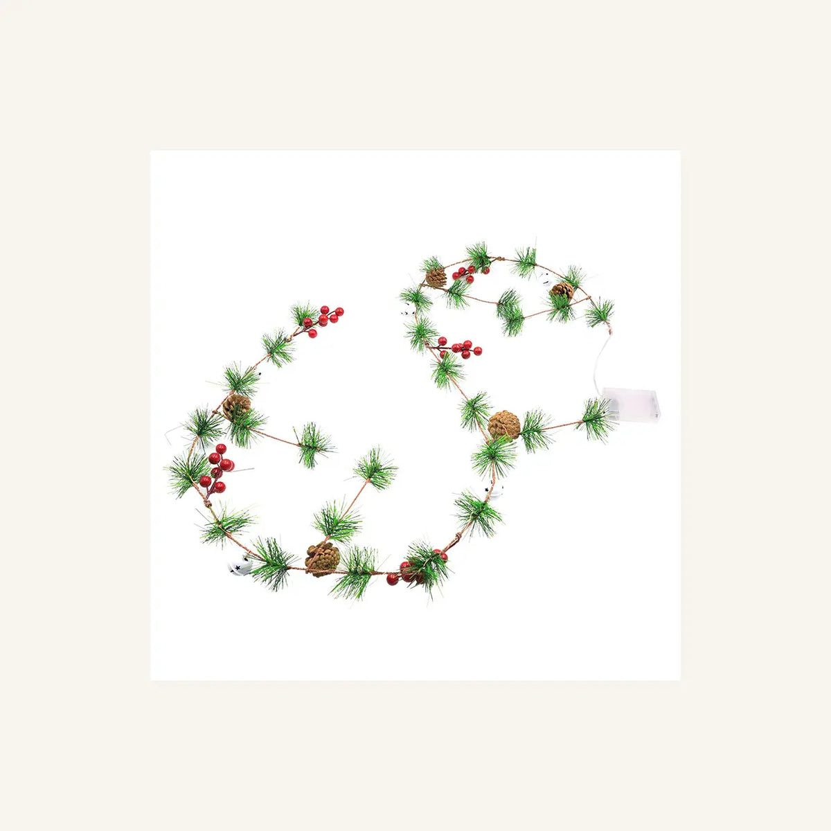 Lighted christmas garland white background