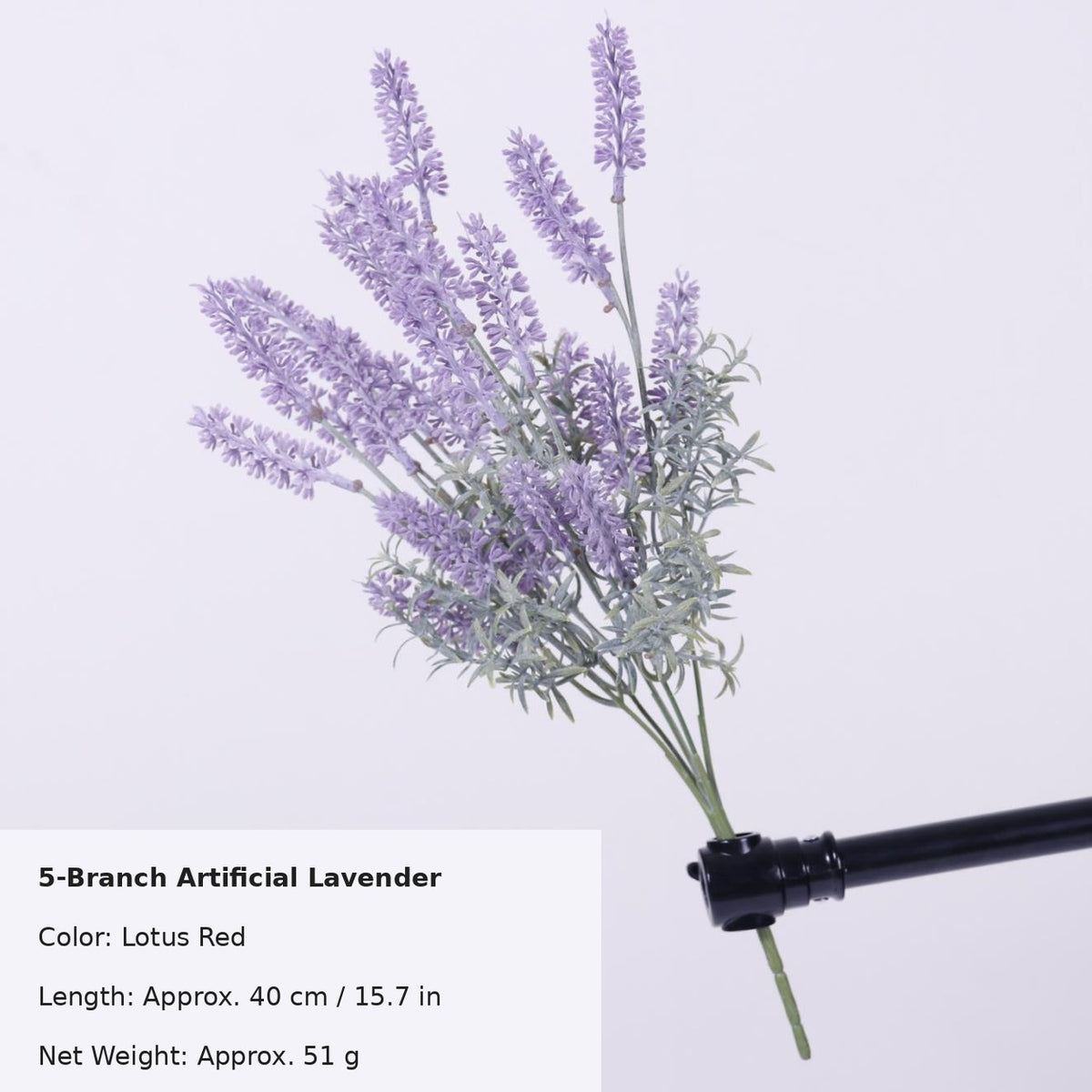 EVERIVELLE 15.7-Inch Five-Branch Dusty Artificial Lavender Bush