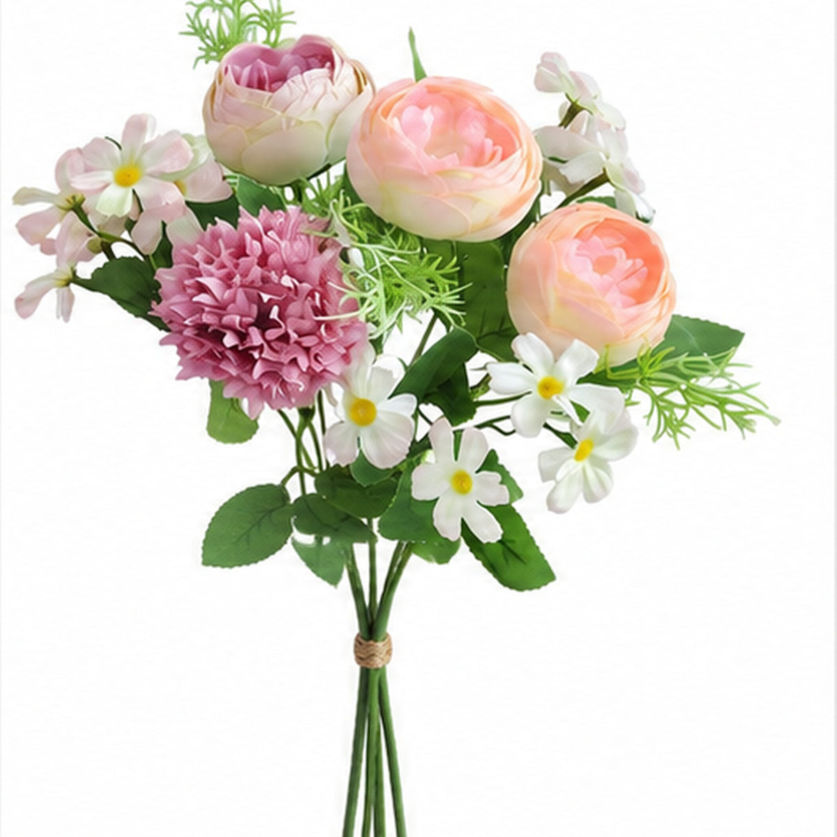 EVERIVELLE 12.2-Inch Seven-Head Artificial Tea Rose Mixed Bouquet