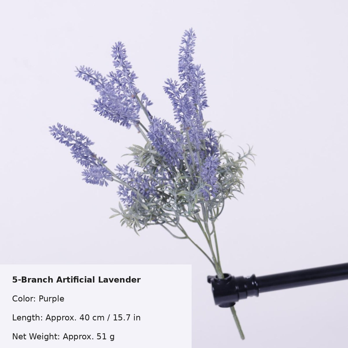 EVERIVELLE 15.7-Inch Five-Branch Dusty Artificial Lavender Bush
