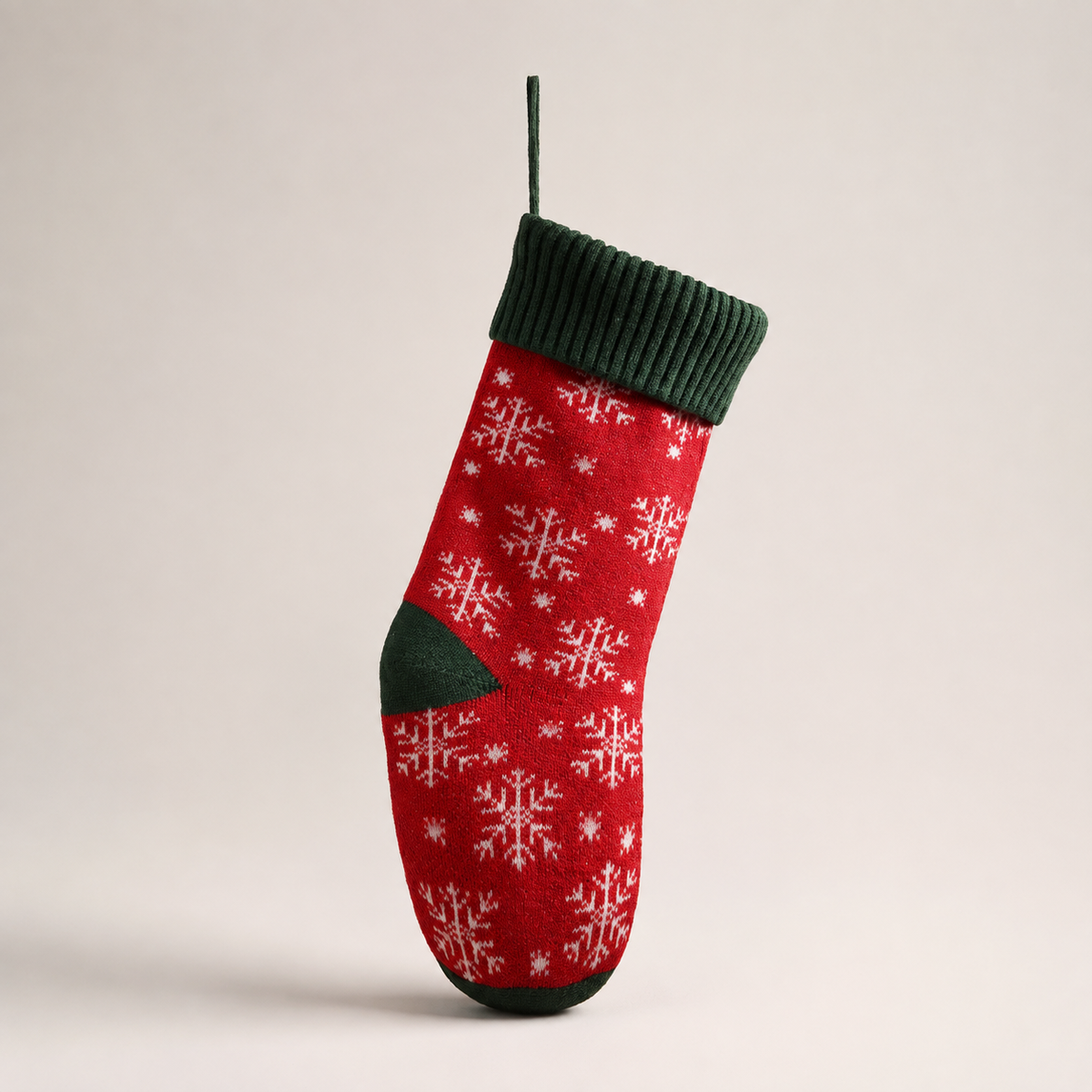 Red forest white snowflake stocking