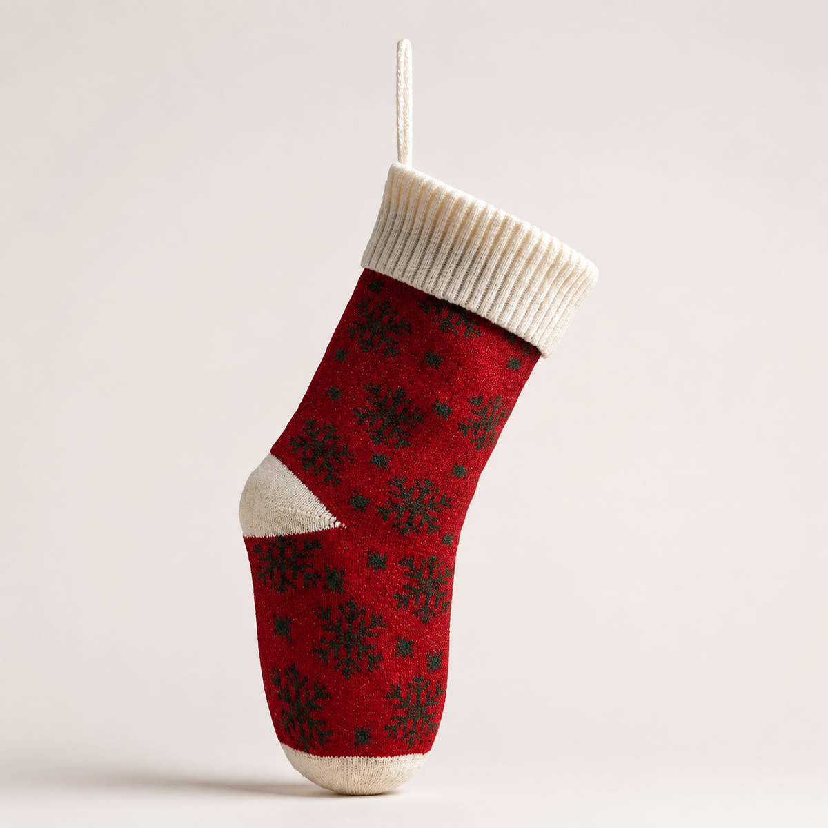 Red ivory forest snowflake stocking