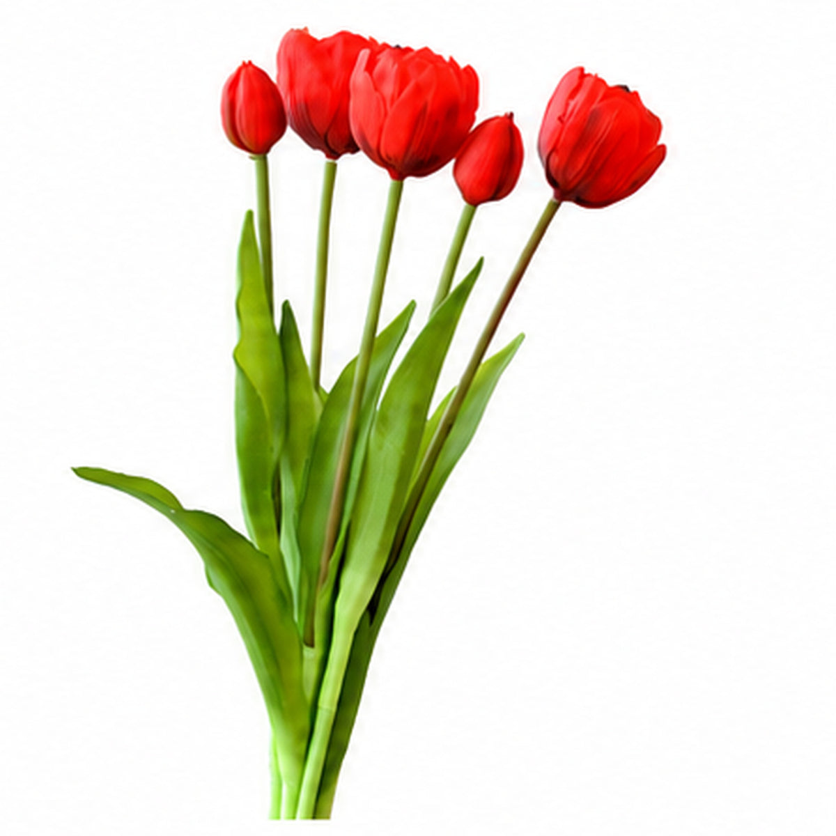EVERIVELLE 15.7-Inch Five-Head Multi-Layer Soft-Touch Tulip Bouquet