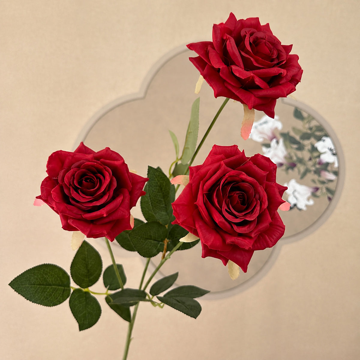 EVERIVELLE Three-Head Artificial Manta Rose Stem