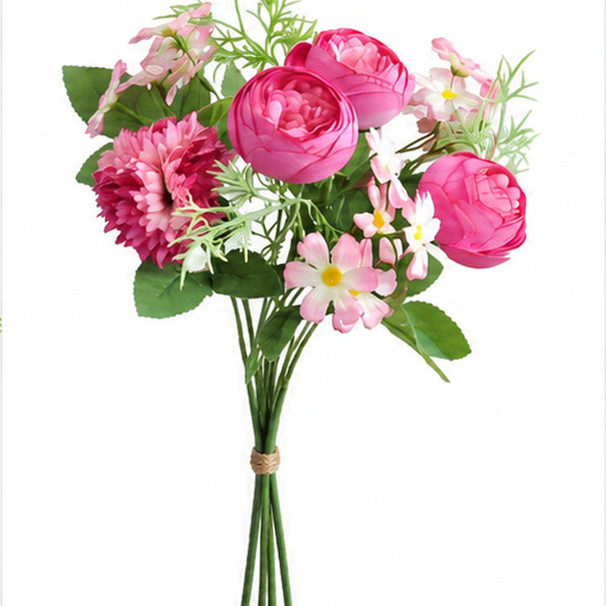 EVERIVELLE 12.2-Inch Seven-Head Artificial Tea Rose Mixed Bouquet