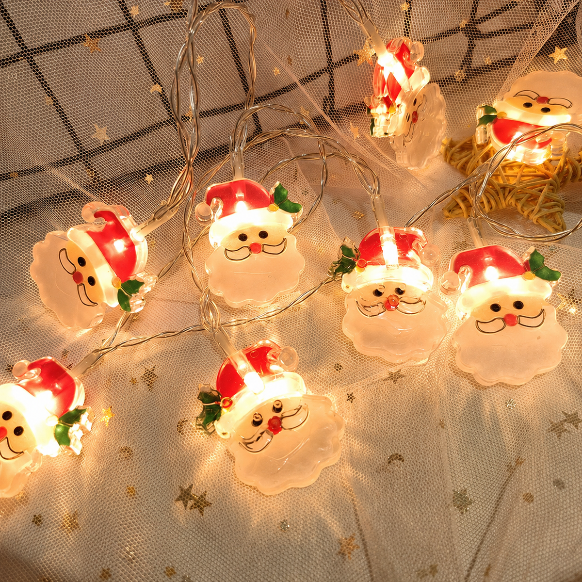 Santa christmas string lights warm white