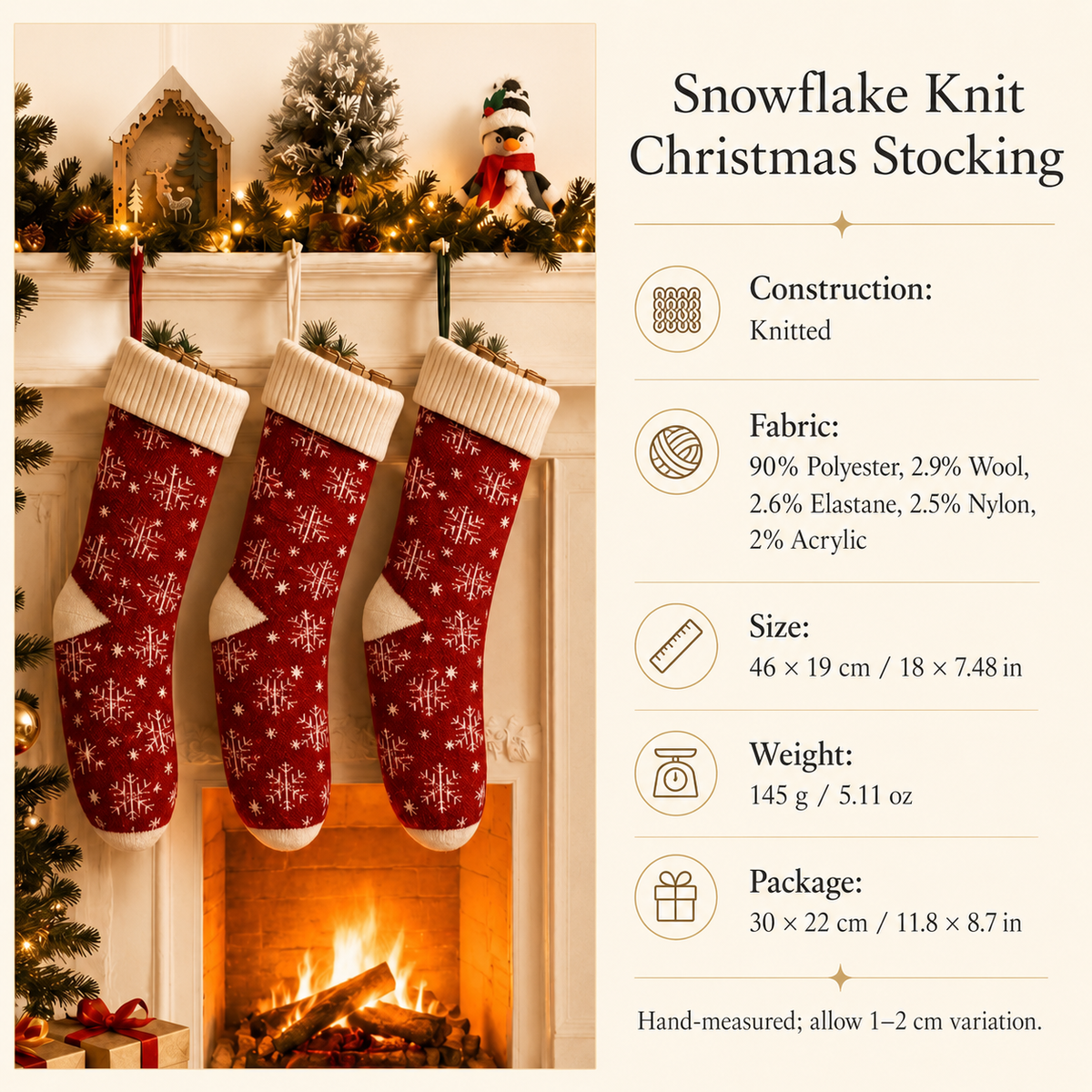 Snowflake knit stocking product information