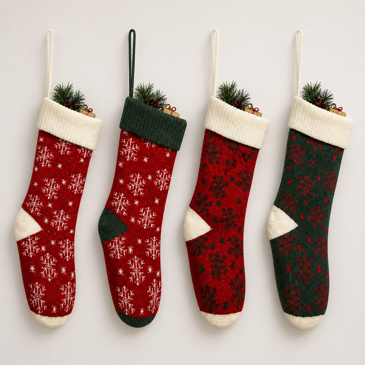 Snowflake stocking four designs
