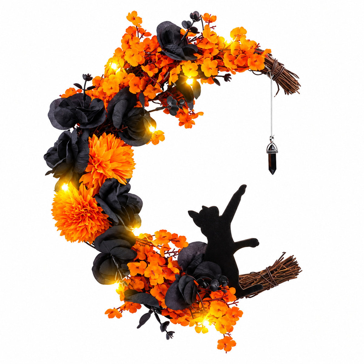 Halloween Crescent Moon Cat Wreath Collection