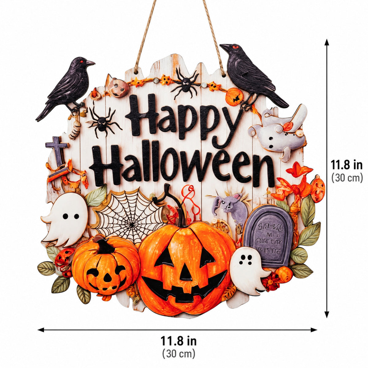 Halloween Pumpkin & Ghost Hanging Door Sign