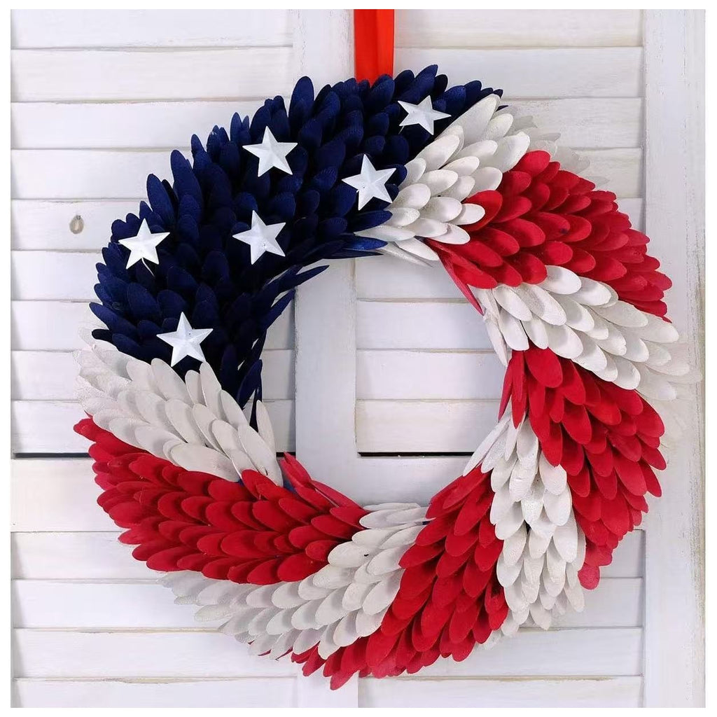 Patriotic Red, White & Blue Floral Wreath Collection