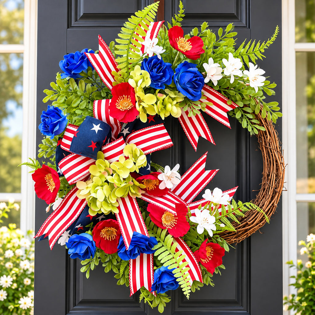 Patriotic American Flag Door Wreath