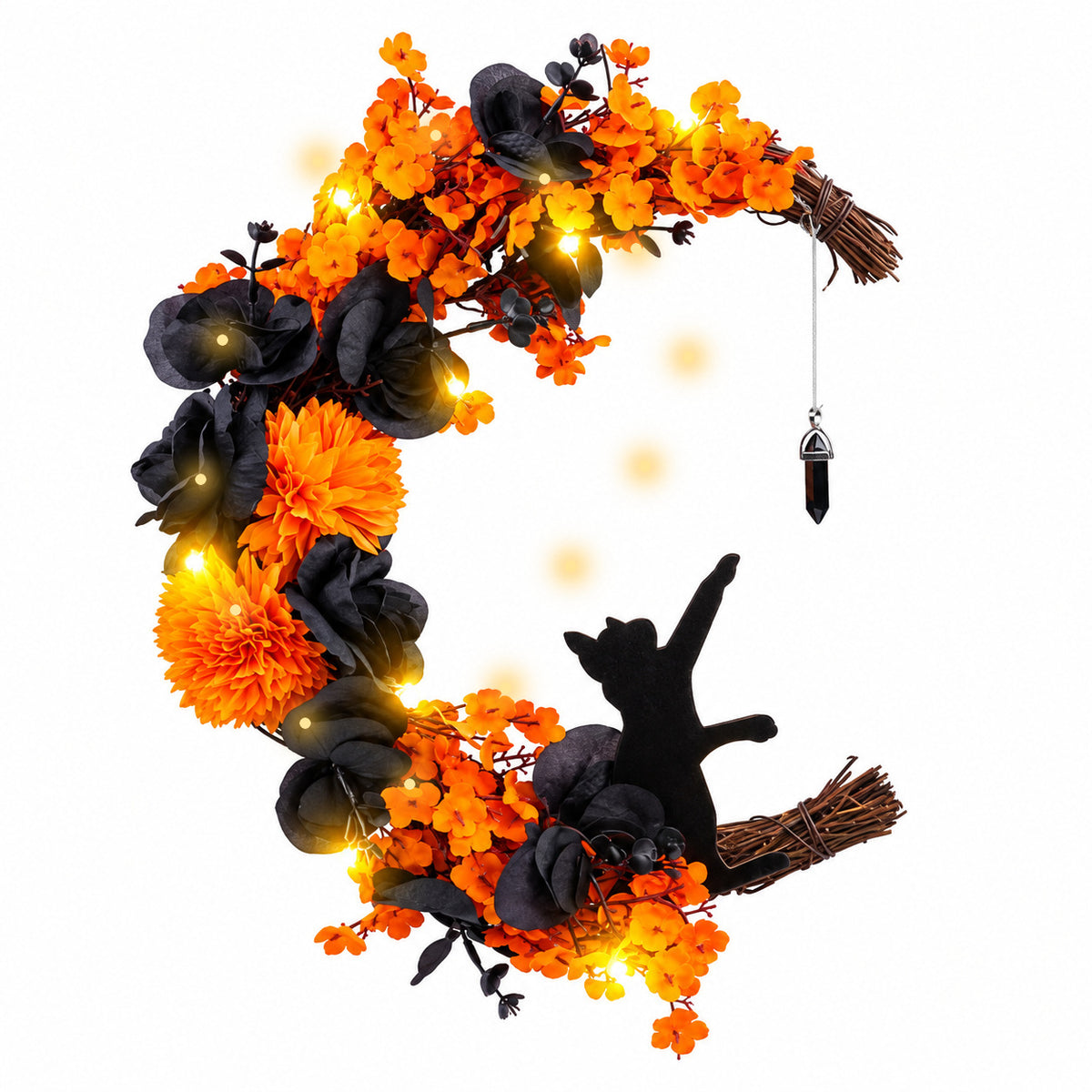 Halloween Crescent Moon Cat Wreath Collection