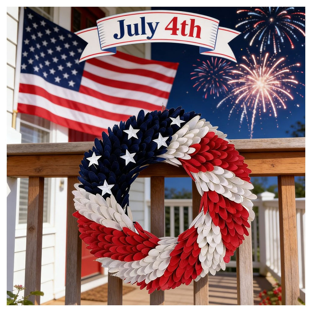 Patriotic Red, White & Blue Floral Wreath Collection