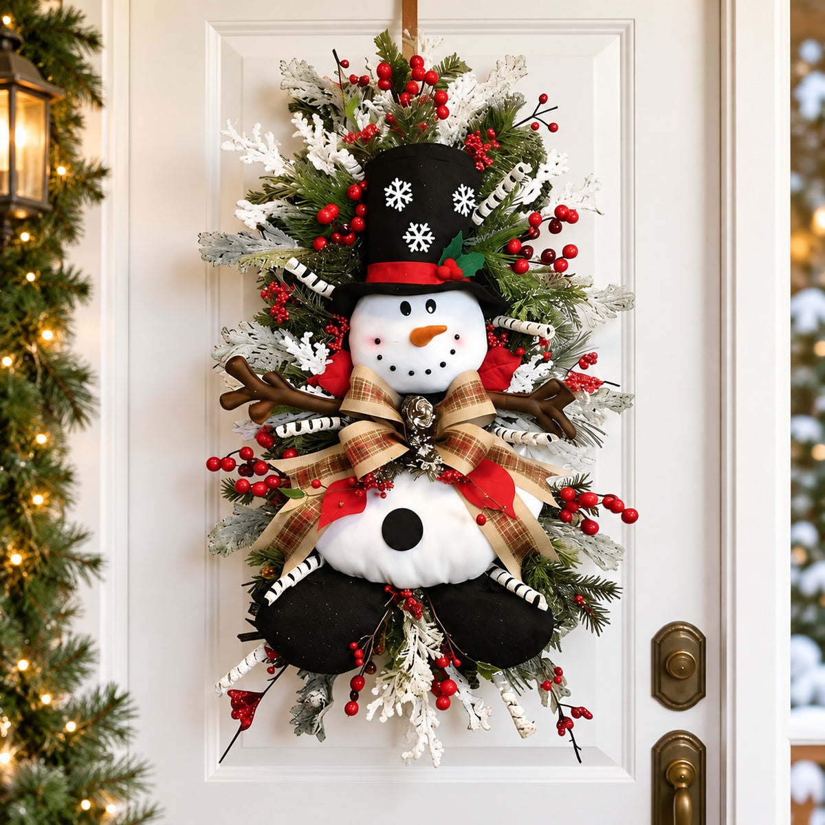 Snowman Pine Christmas Wreath