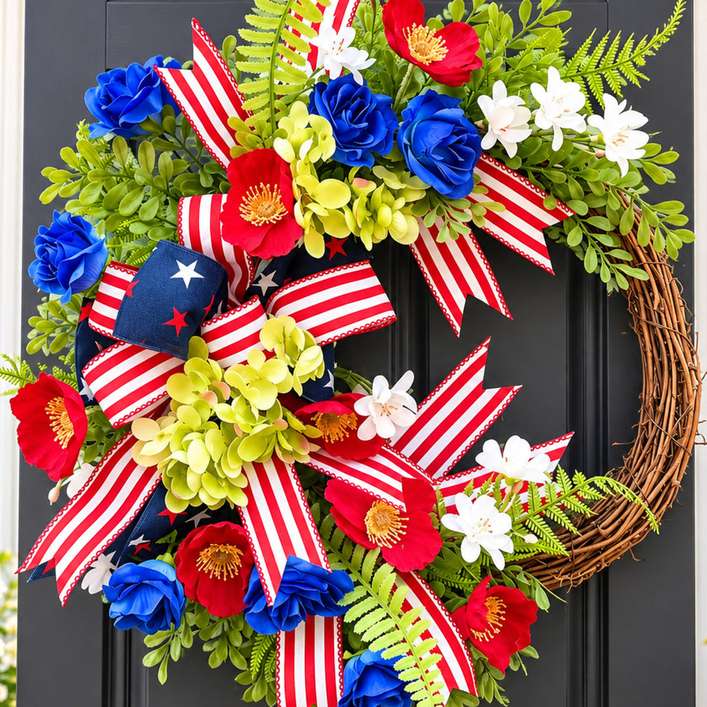 Patriotic American Flag Door Wreath