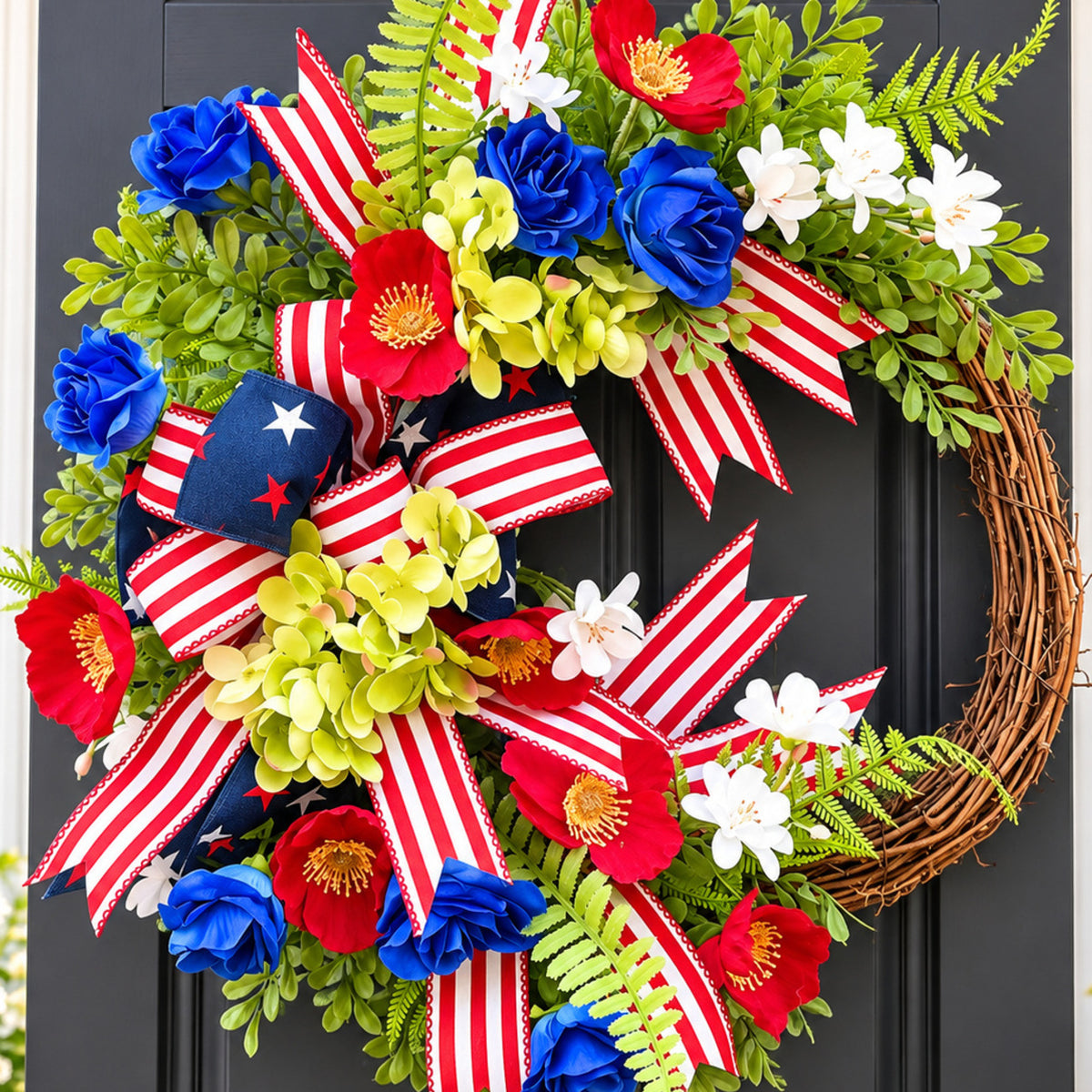 Patriotic American Flag Door Wreath