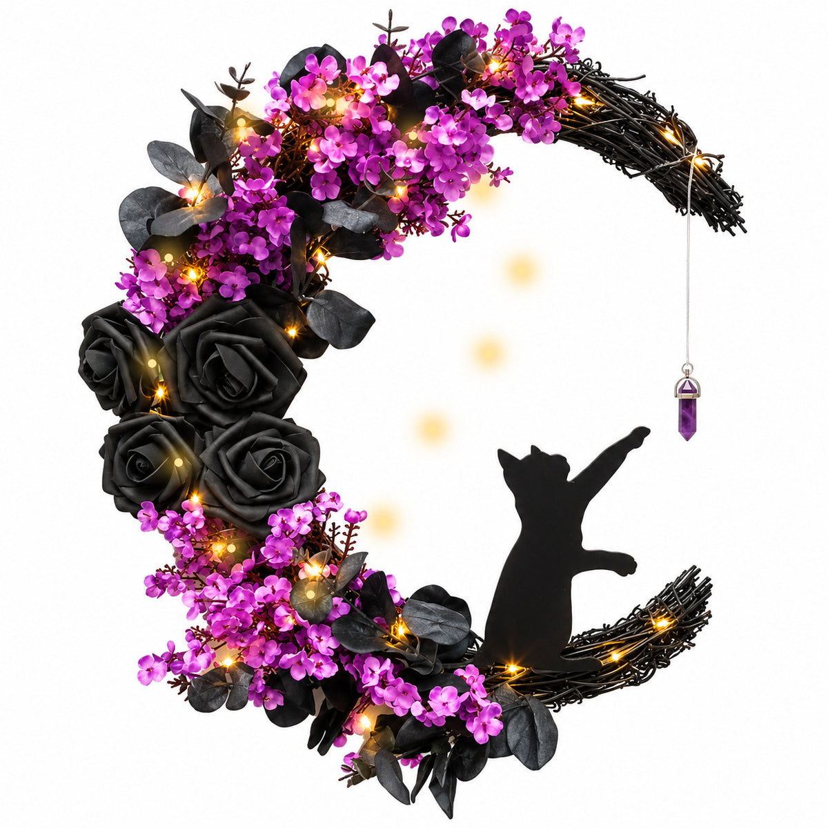 Halloween Crescent Moon Cat Wreath Collection
