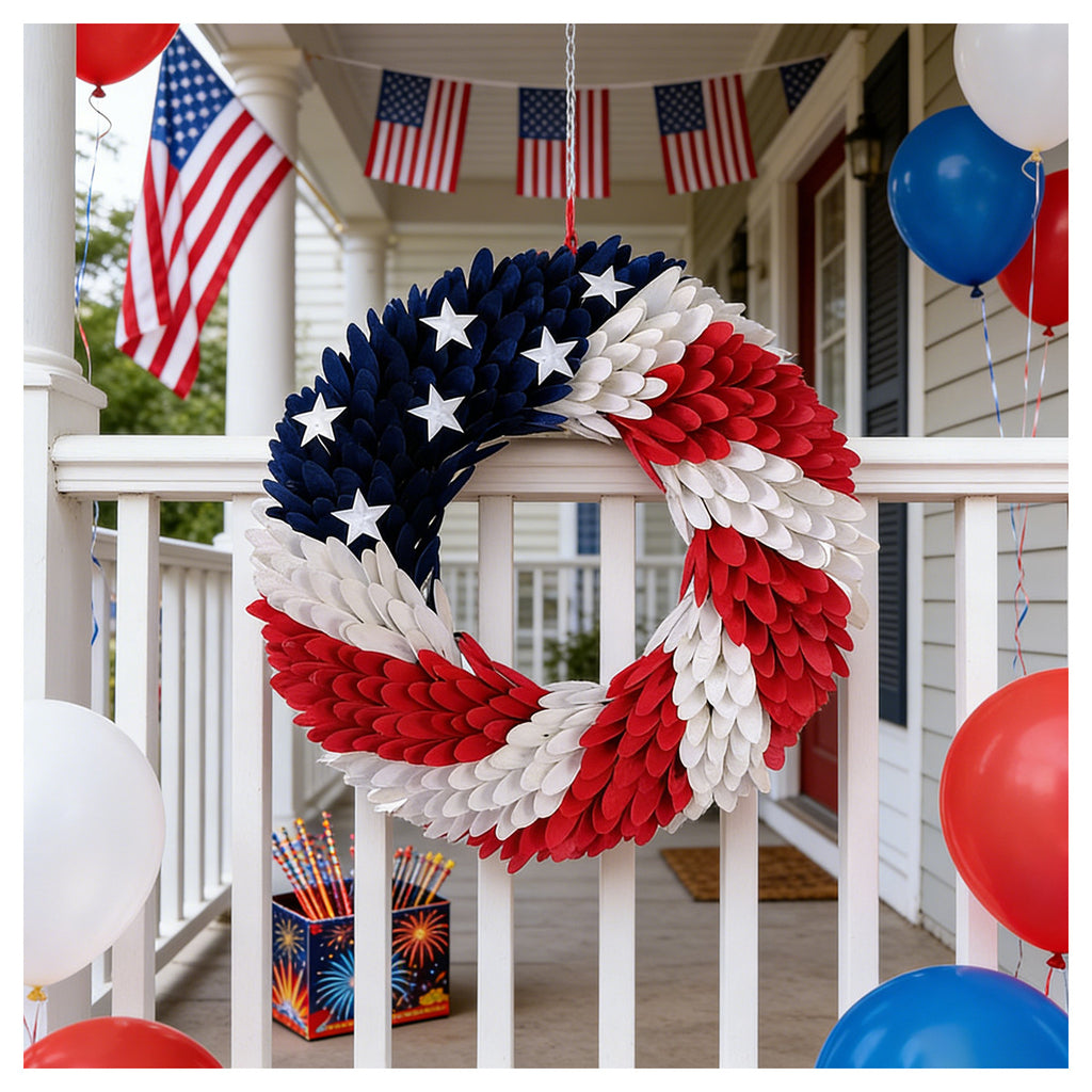 Patriotic Red, White & Blue Floral Wreath Collection
