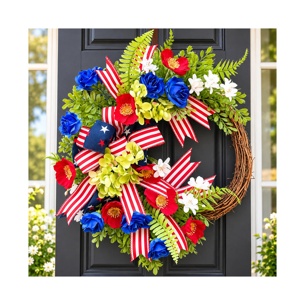 Patriotic American Flag Door Wreath