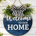 Rustic Welcome Floral Wood Door Sign