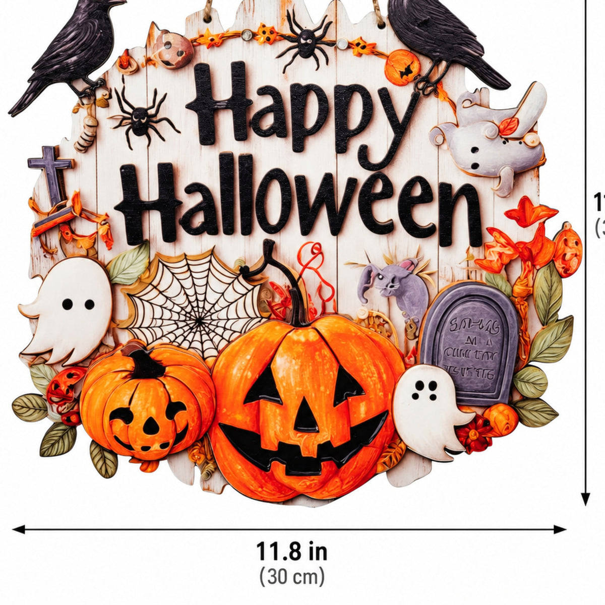 Halloween Pumpkin & Ghost Hanging Door Sign