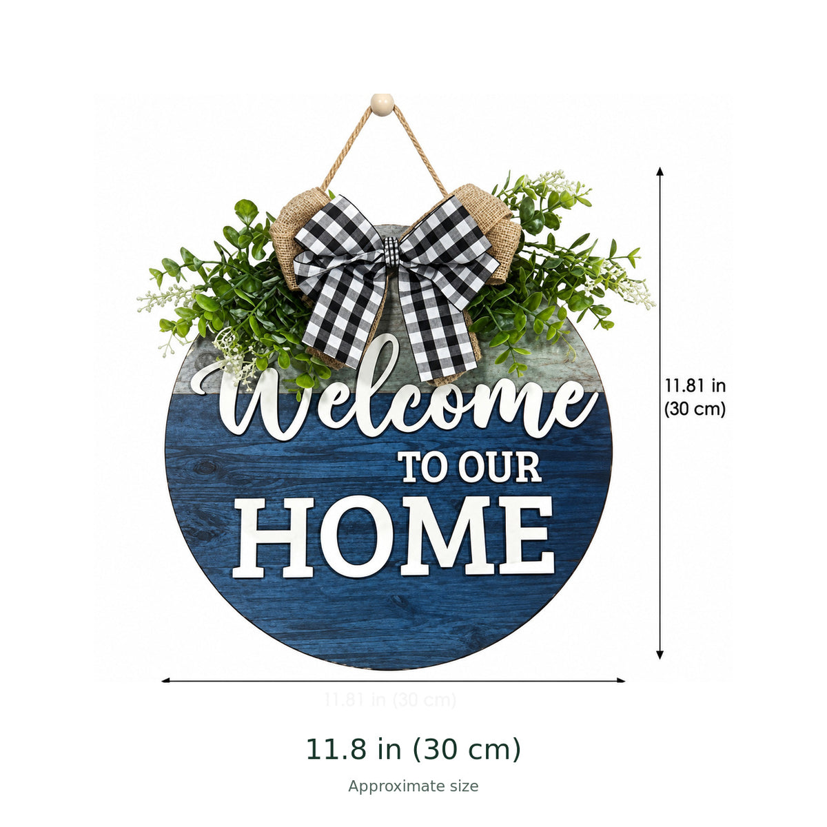 Rustic Welcome Floral Wood Door Sign