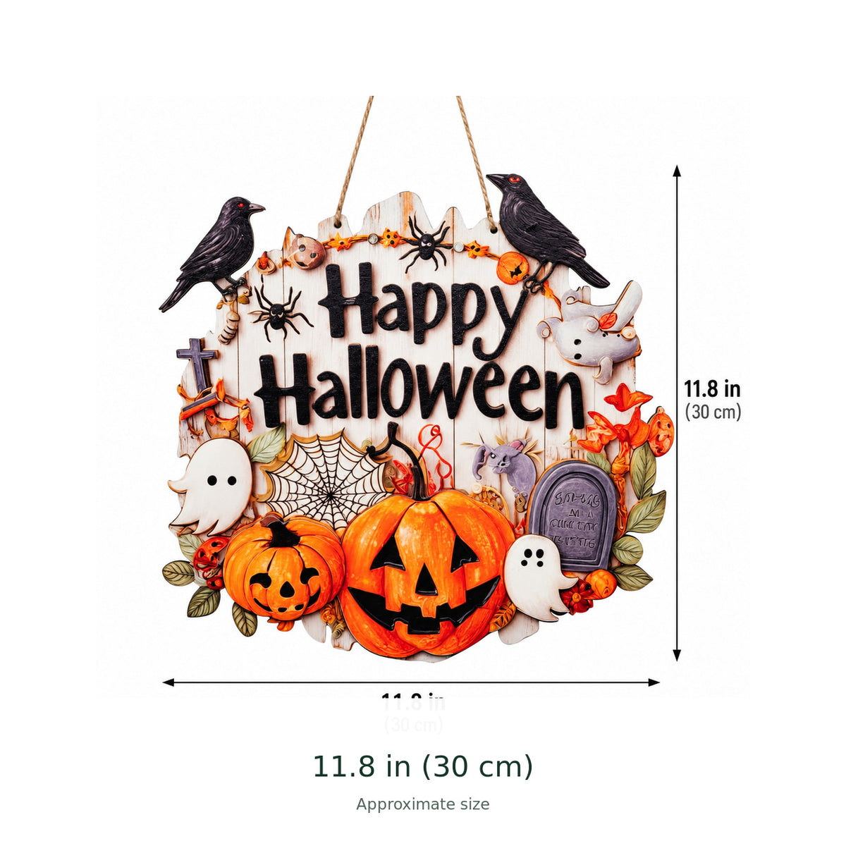 Halloween Pumpkin & Ghost Hanging Door Sign