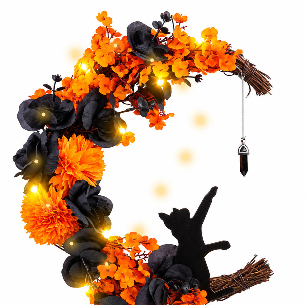 Halloween Crescent Moon Cat Wreath Collection