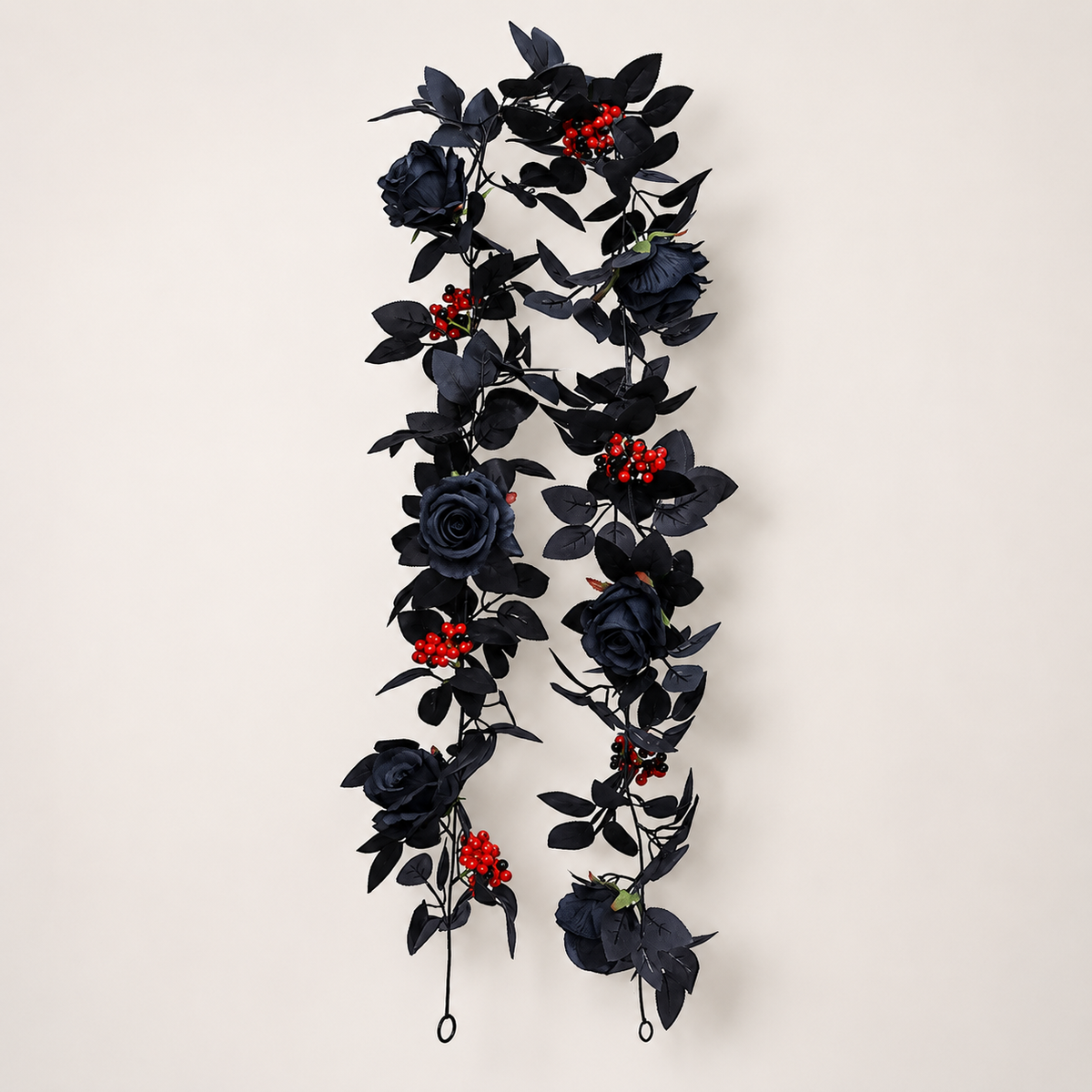 Style a black rose red berry garland