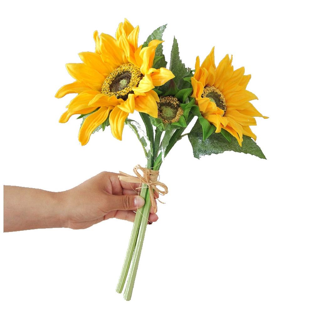 EVERIVELLE 16.5-Inch Three-Stem Soft-Touch Artificial Sunflower Bouquet