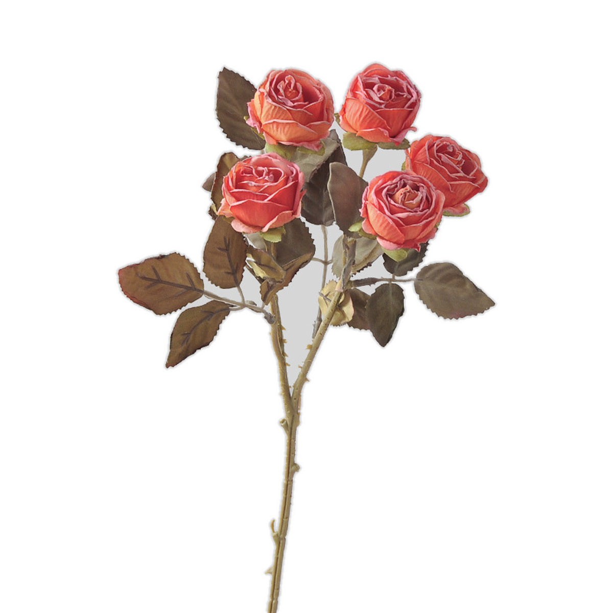 EVERIVELLE Five-Head Vintage Burnt-Edge Artificial Rose Stem