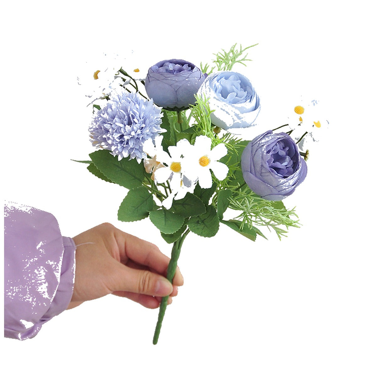 EVERIVELLE 12.2-Inch Seven-Head Artificial Tea Rose Bouquet