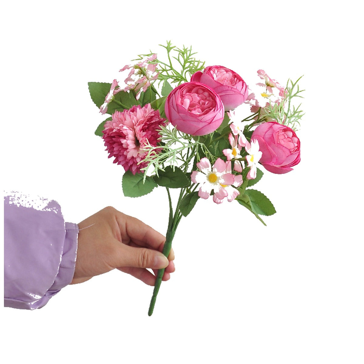 EVERIVELLE 12.2-Inch Seven-Head Artificial Tea Rose Bouquet