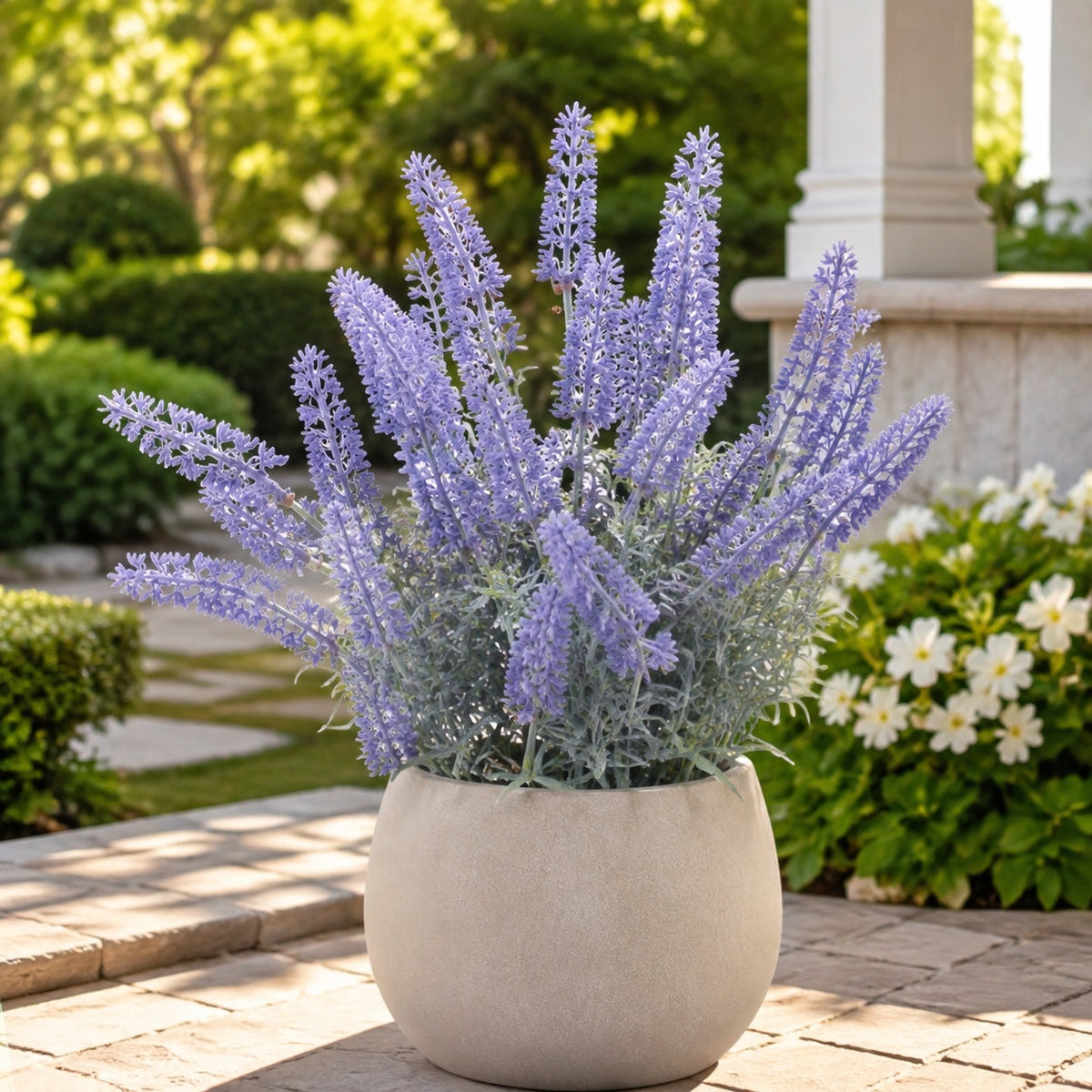 EVERIVELLE 15.7-Inch Five-Branch Dusty Artificial Lavender Bush