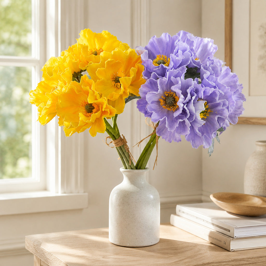 EVERIVELLE Five-Stem Artificial Poppy Bouquet
