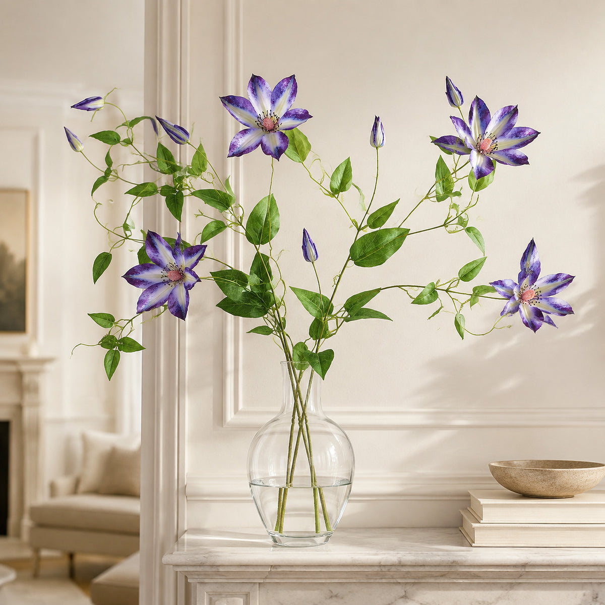 EVERIVELLE Artificial Clematis Flower Stem