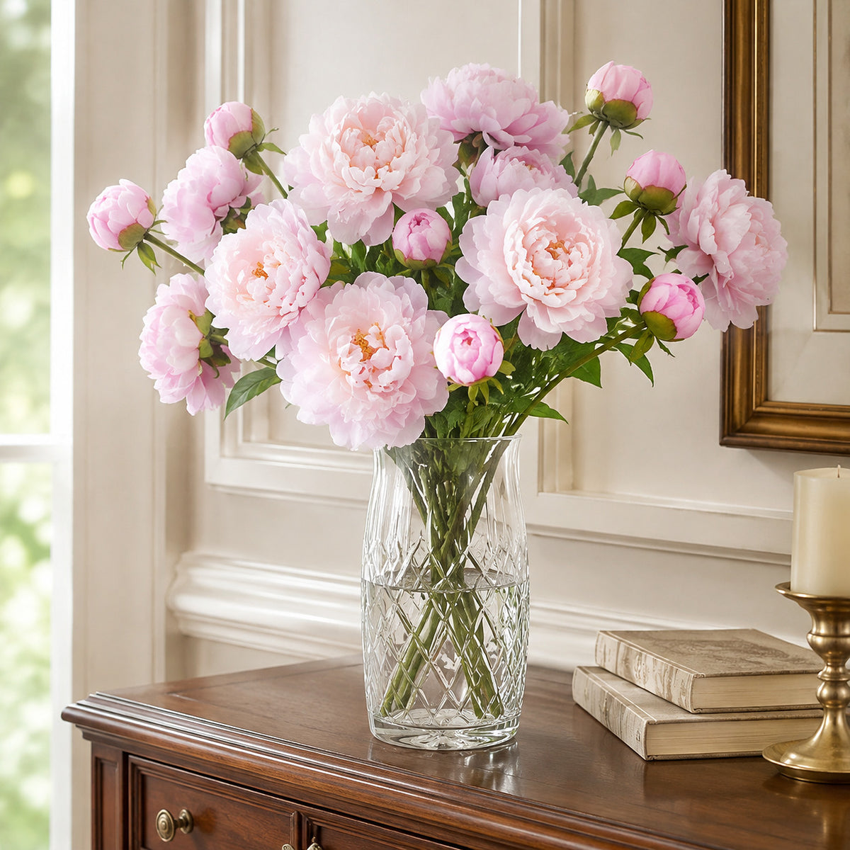 EVERIVELLE Two-Head Artificial Phoenix Peony Stem