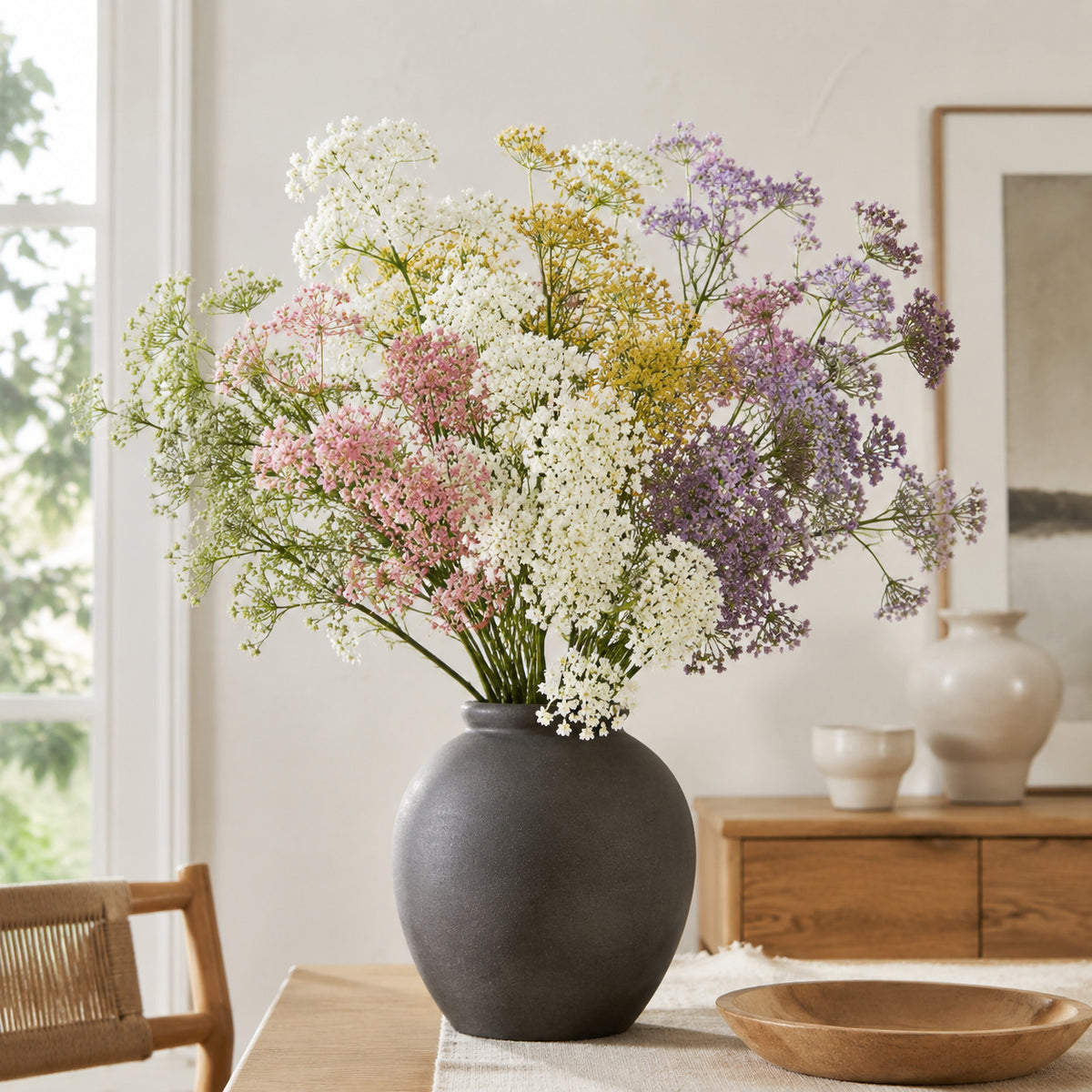 EVERIVELLE Four-Head Tall Artificial Lace Flower Stem