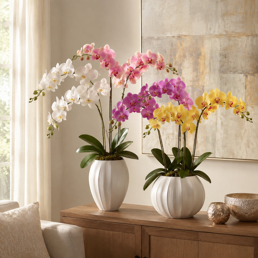 EVERIVELLE 12-Bloom Artificial Phalaenopsis Orchid Stem