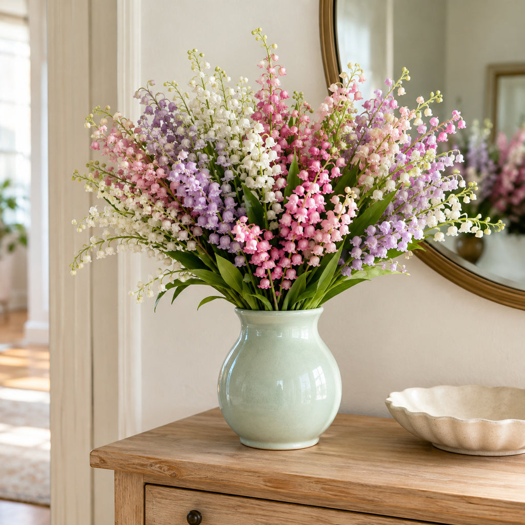 EVERIVELLE Hand-Tied Artificial Lily of the Valley Bouquet