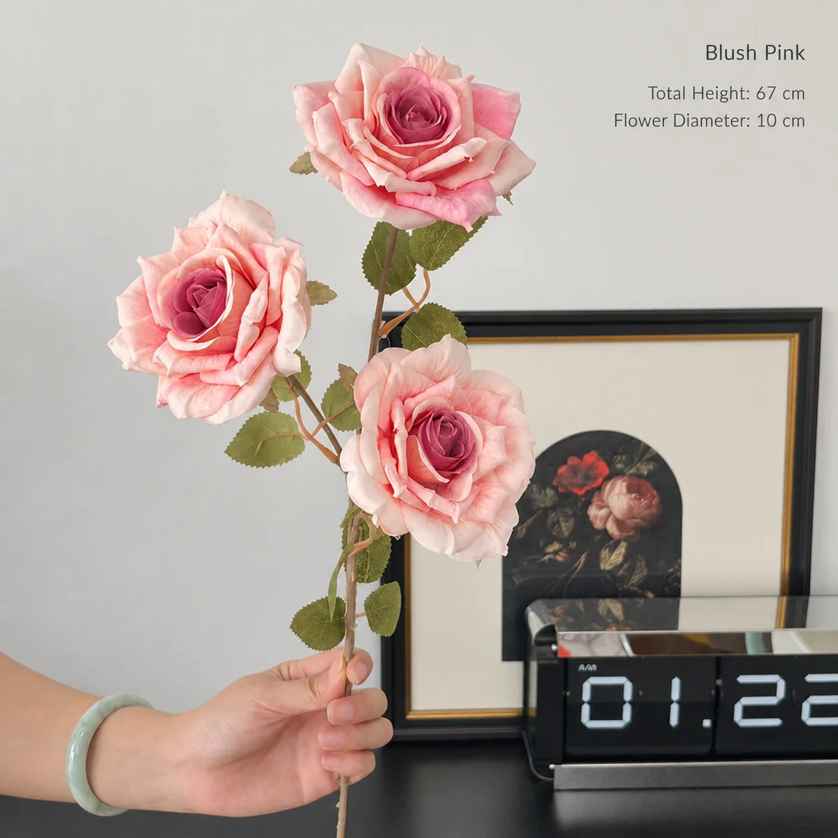EVERIVELLE Three-Head Cappuccino Artificial Rose Spray
