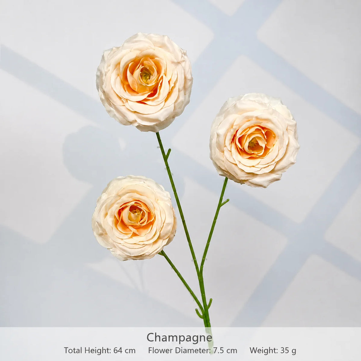 EVERIVELLE Three-Head Artificial Spray Rose Stem