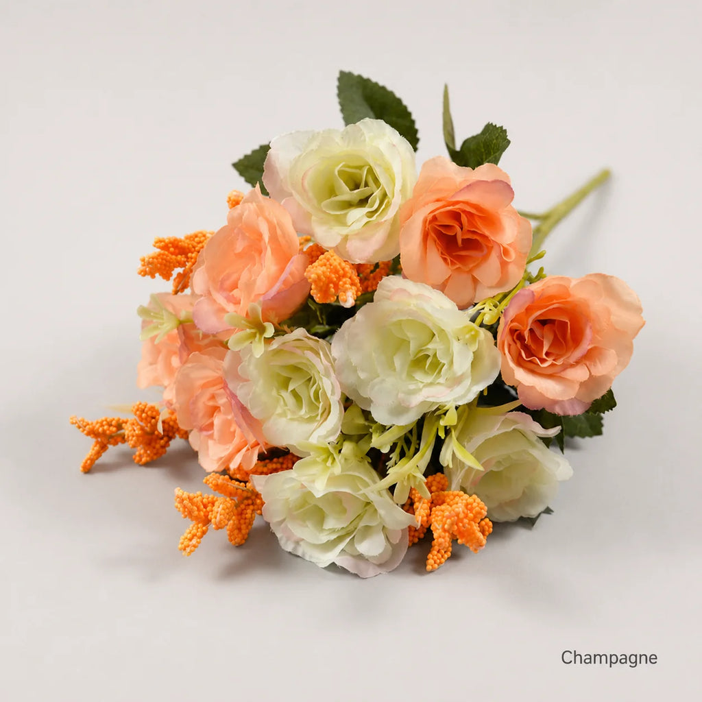 EVERIVELLE 10-Head Mini Artificial Rose Bouquet