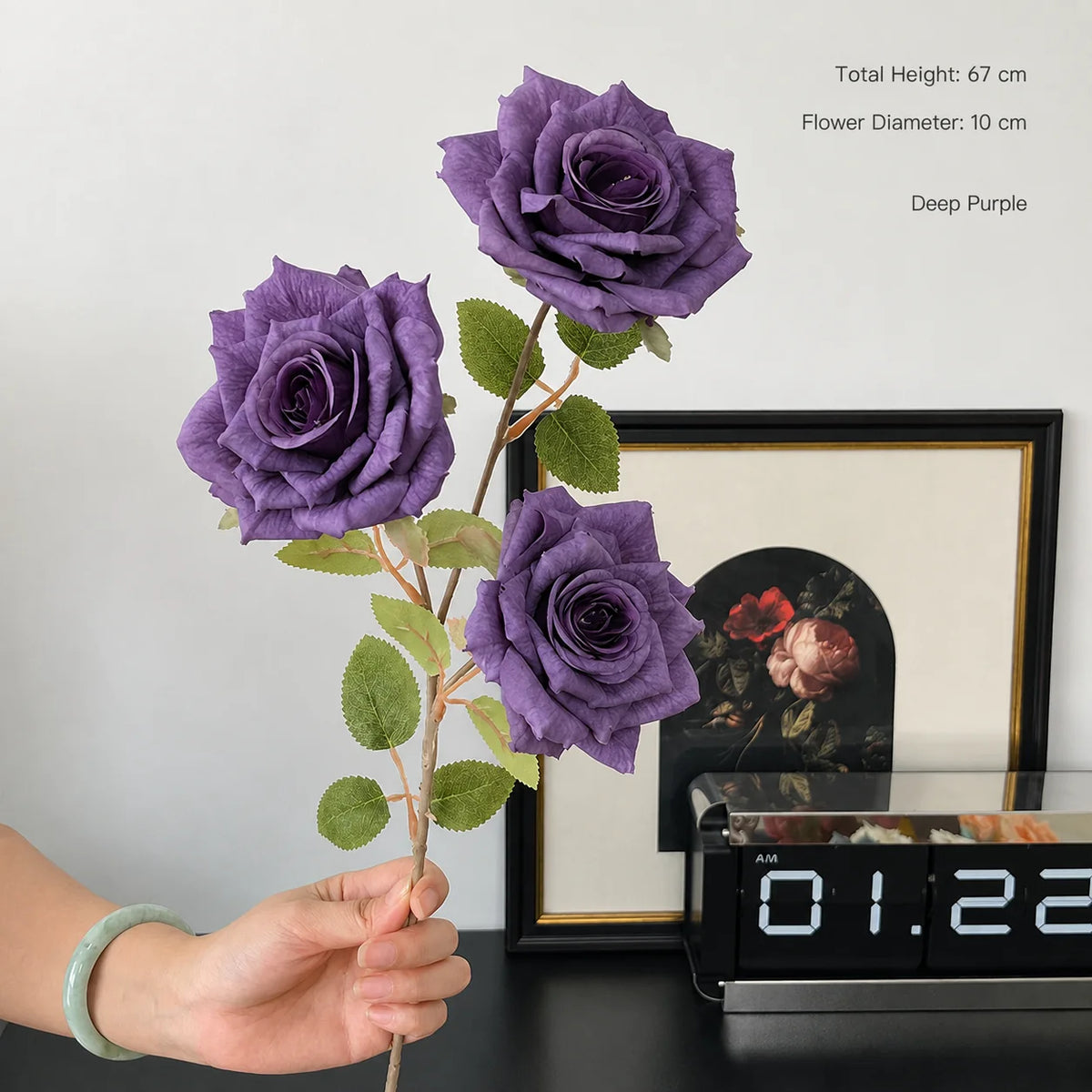 EVERIVELLE Three-Head Cappuccino Artificial Rose Spray