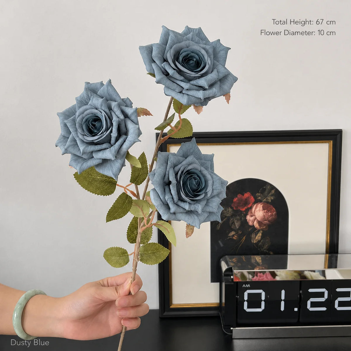 EVERIVELLE Three-Head Cappuccino Artificial Rose Spray