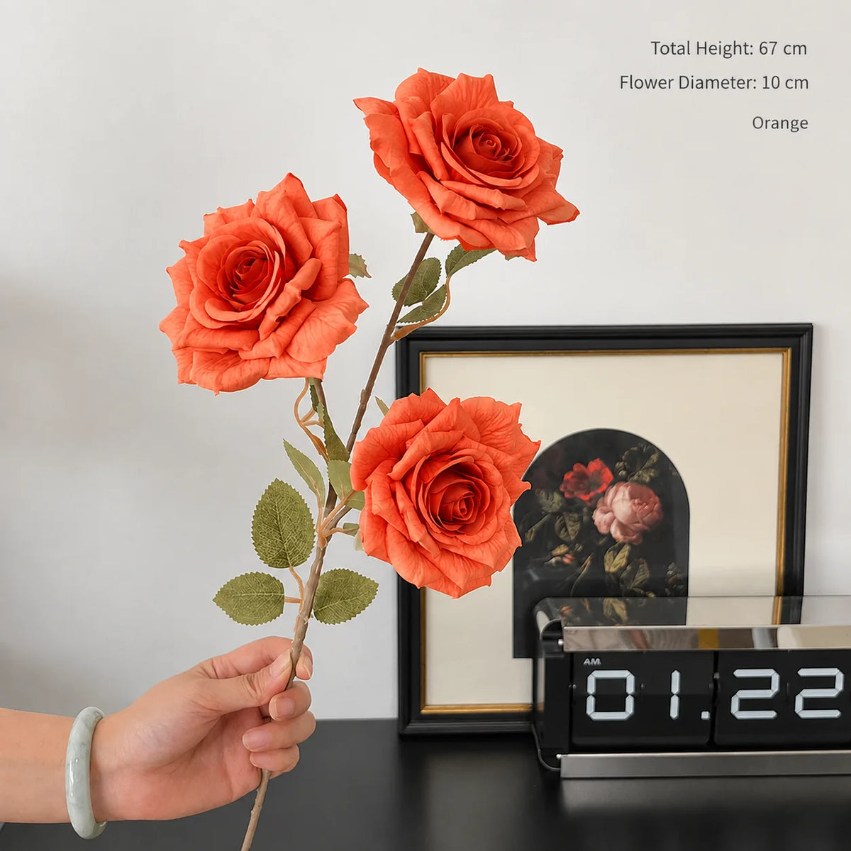 EVERIVELLE Three-Head Cappuccino Artificial Rose Spray