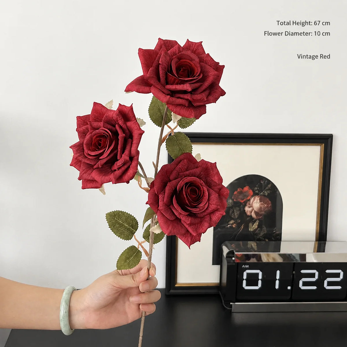 EVERIVELLE Three-Head Cappuccino Artificial Rose Spray
